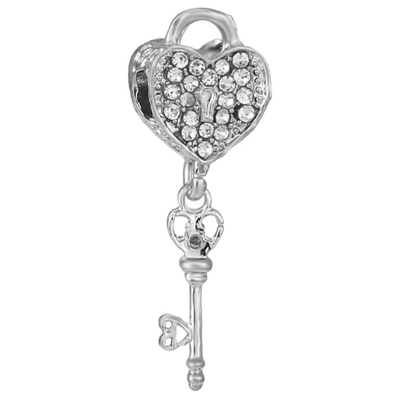 2pcs /Lot 45 Styles Key &Lock Sparkling Beads Charm Pendant Fit Diy Original Bracelets Necklaces For Women Men Jewelry Making