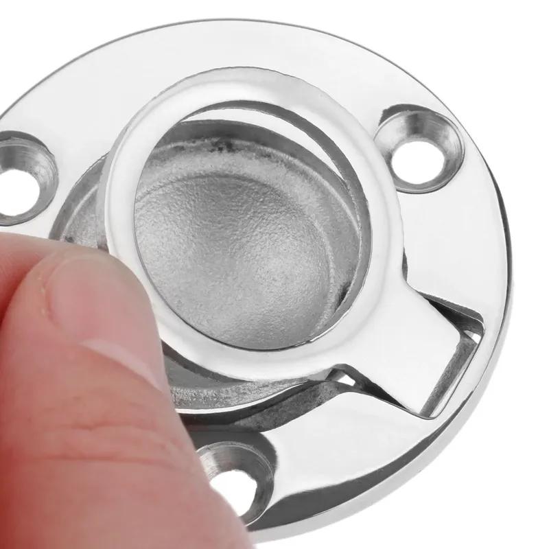 4Pcs Yacht Boat Ring Hatch 50mm Round Flush Pull Latch StainlessSteel Deck Recessed Pull Handle Marine Mount Lifting Ring Locker