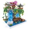 Tree House Mini Diamond Block Particle Peach Blossom Pool Traditional With Light Chinese Architecture Building Blocks Kids Gifts