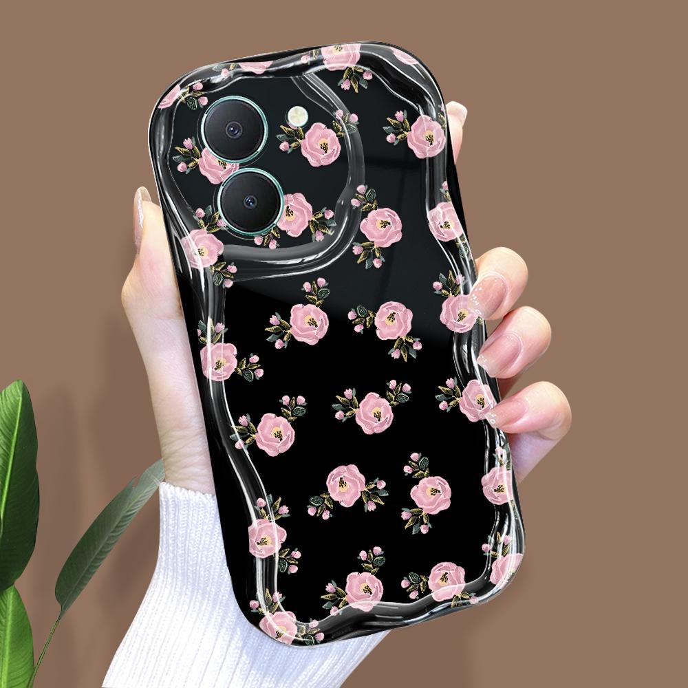 

Милый мультяшный узор, кремовая текстура, мягкий силиконовый чехол с волнистыми краями, чехол для телефона для Vivo Vivo V23E 5G чёрный