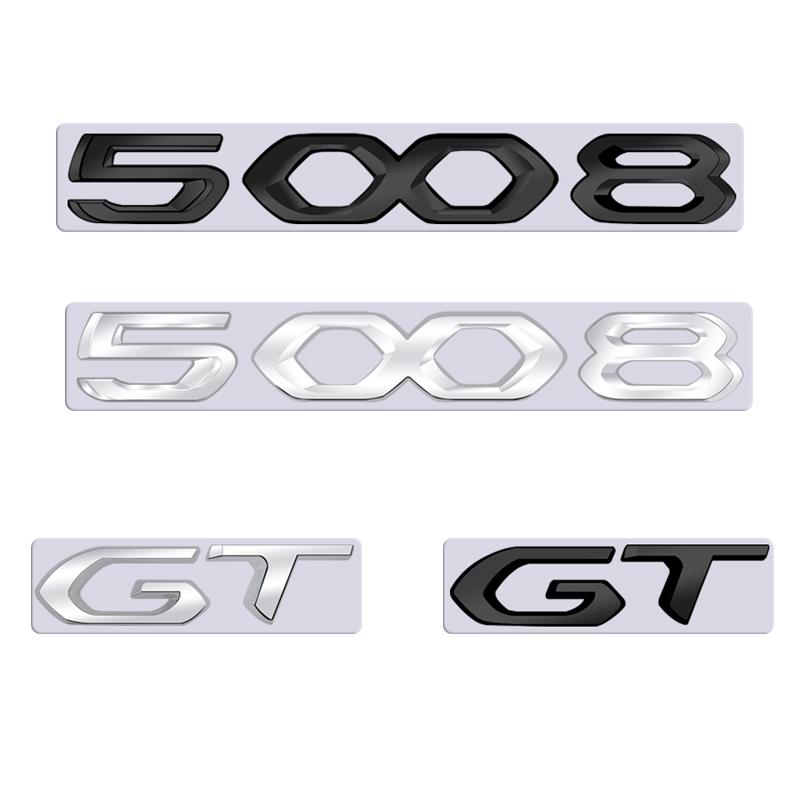 SQOB1 For Peugeot 5008 GT Car 3D Metal Letters Logo Badge Decals Sticker Car Auto Rear Trunk Alphabet Emblem Styling Stickers