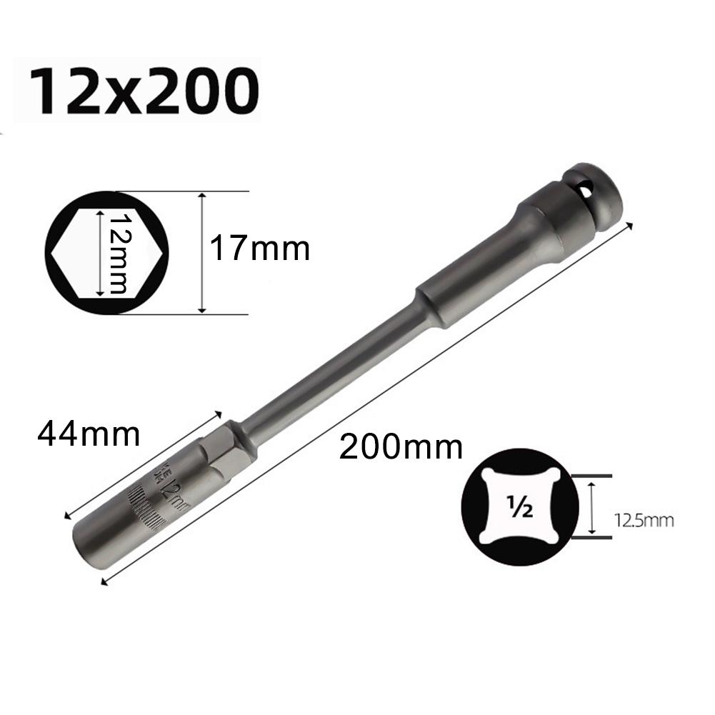 8-19mm Extra Long Socket Hex Nut Socket Wrenches Automobiles Repair Tools 1/2 Interface Wrench Extension Bar Hand Tools