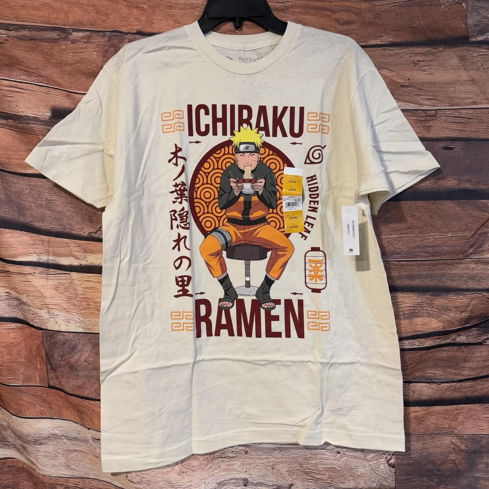 Naruto Ichiraku Ramen Men s Large Graphic Hidden Leaf Village Cream NWT Unisex T-Shirt S