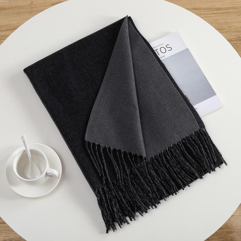 

Стильный и простой однотонный теплый шарф из имитации кашемира для женщин, который можно носить в любое время года, и универсальная бахрома для поездок на работу. 68x200cm