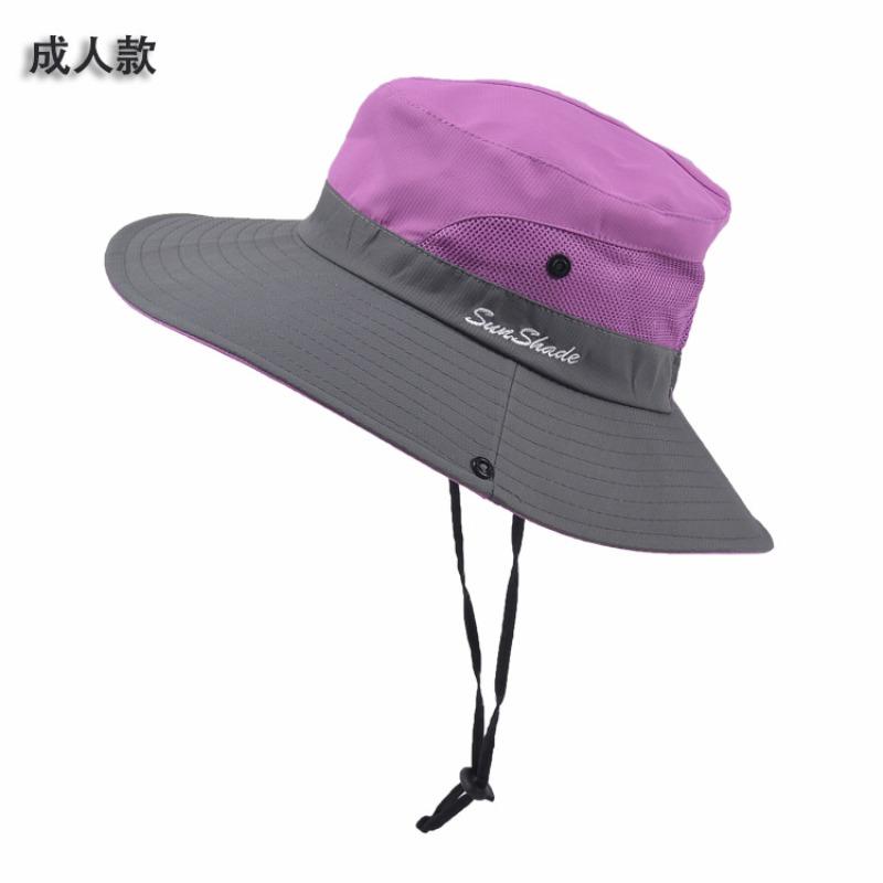 100% Polyester 9002 Summer Outdoor Sun Hat, Breathable Sun Hat, Folding Sun Hat, Female Ponytail Hole Fisherman Hat