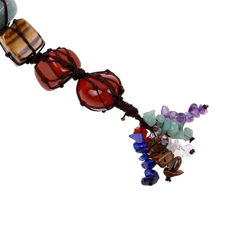 7 Colors Chakra Gemstone Car Pendant Home Hanging Ornament Natural Stone Tassel Spiritual Meditation Auto Styling Decoration