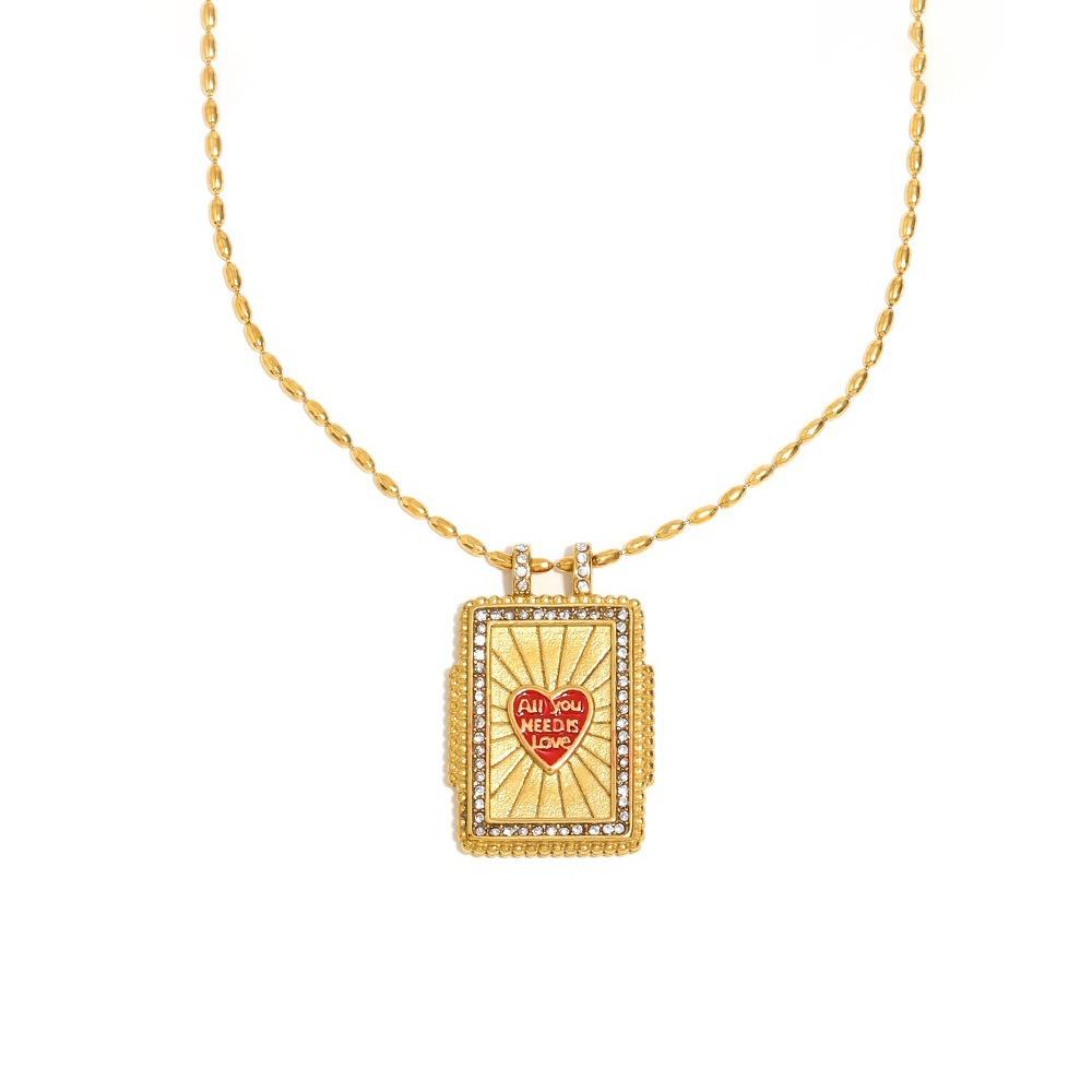 Brass Retro Necklace Multicolor Waterproof Ethnic Pendant Necklace Hypoallergenic Real Gold Plated 18K Gold Plated Necklace Gift