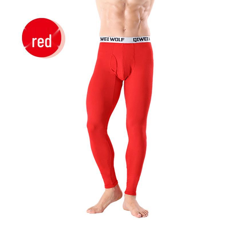 

Мужские теплые кальсоны облегающего кроя из модала с манжетами - Ветрозащитный, холодостойкий базовый слой со средней посадкой L красный
