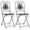 VidaXL Set of 2 Folding Bistro Chairs, Patio Seats, Balcony Chairs, Outdoor Patio Furniture, Black and White 4003405