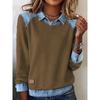 Womens Denim Collar Long Sleeve Knit Sweater Casual Streetwear Top