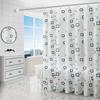 Modern Square Pattern Peva Shower Curtain, Black & Sky Blue Geometric Design Bathroom Decor With 12 Hooks