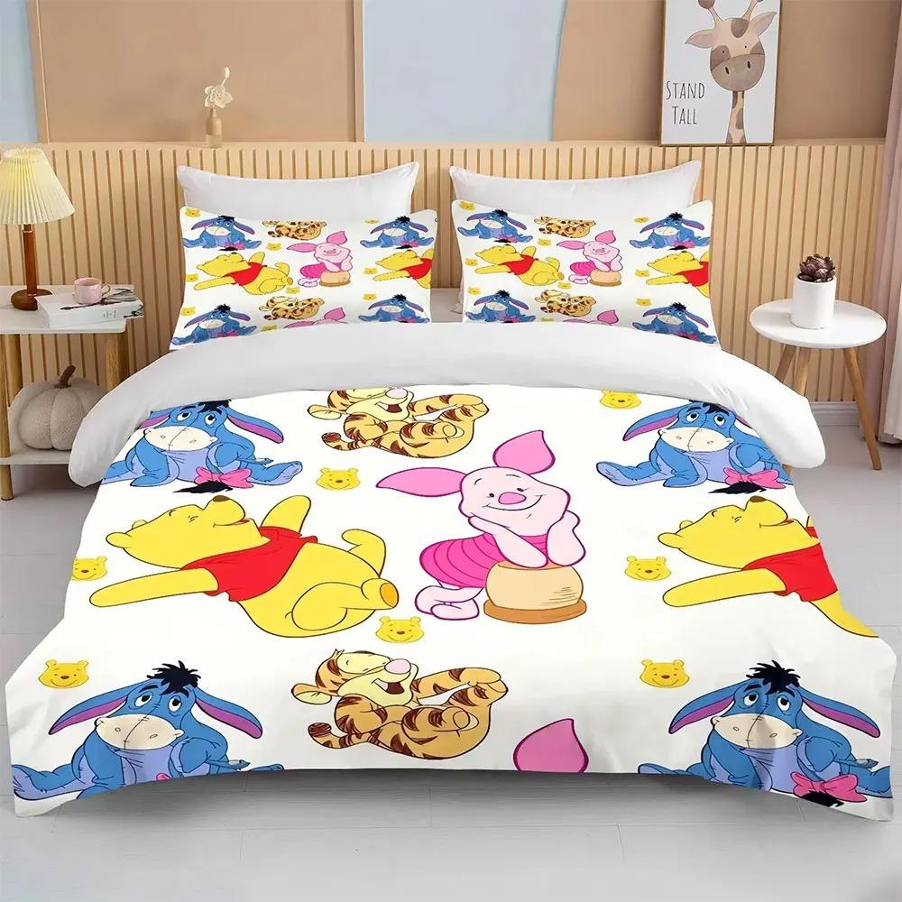 Winnie the Pooh Bear Bedding Sets Comforter Quilt Bed Cover Duvet Cover Pillow Case 2-3 Pieces Sets Kids Adult Size