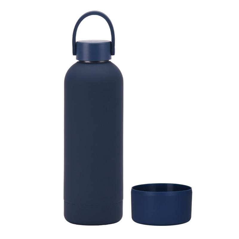 Double-Layer Stainless Steel Thermos Cup, Silicone Base, Portable Handle, Outdoor Water Cup, Simple Small Mouth Cup