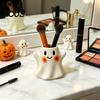 Funny Holiday Gifts for Friends Ghost/Skull Shape Pen Holder, Resin Desktop Organizer, Halloween Gothic Accessories Decorative Storage