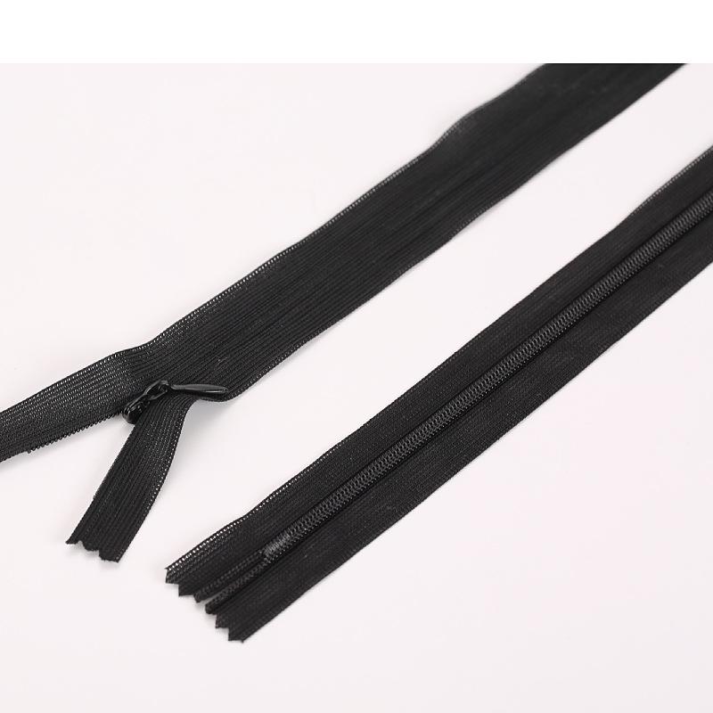 White Invisible Nylon Zipper No. 3 for Cushions with Fabric Edge
