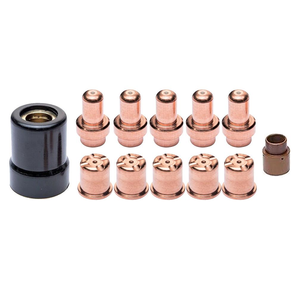 Cut40 Plasma Cutter Consumable Kit with 5 Electrodes 5 Nozzle Holes Protective Cover and Swirl Ring Designed for Extended Use