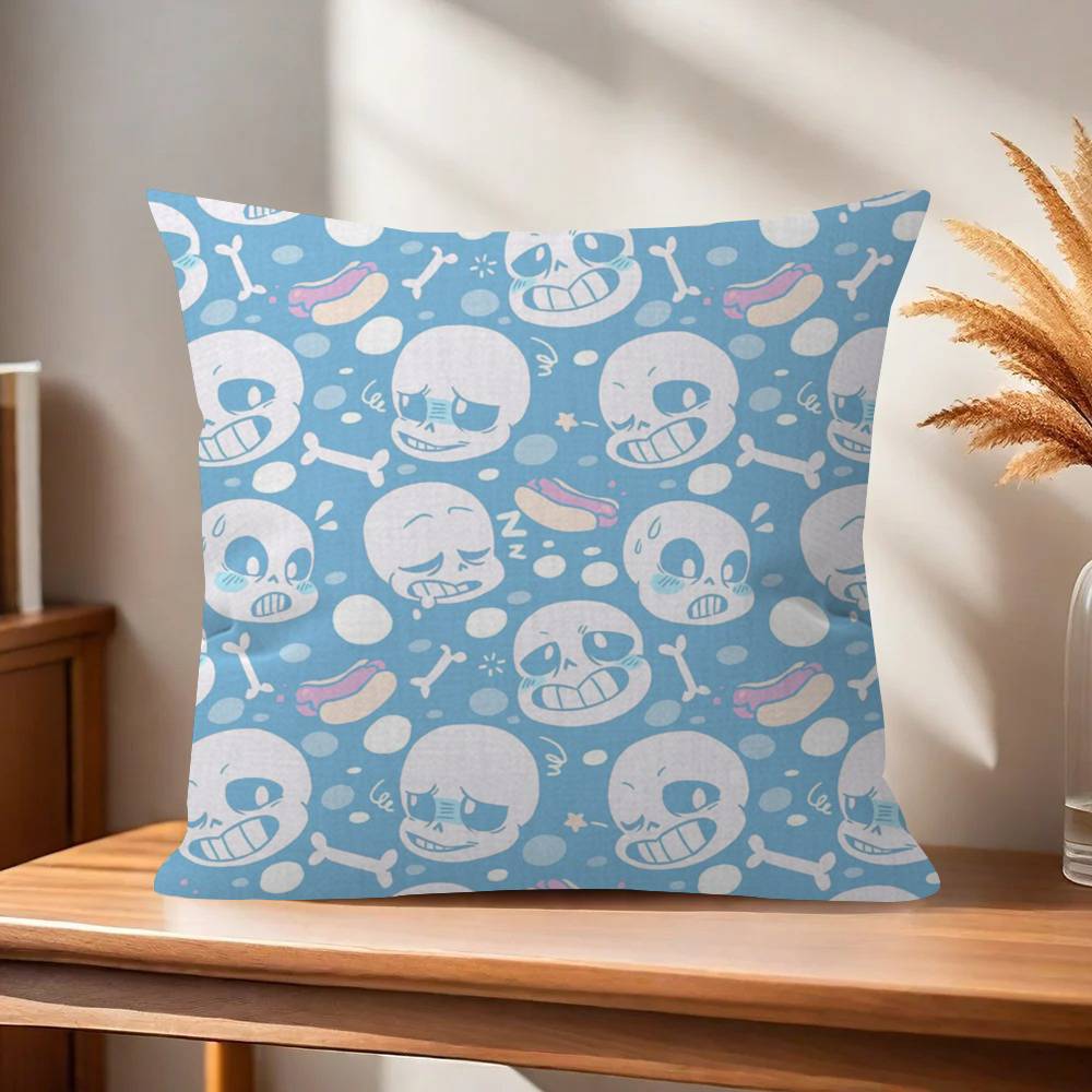 Cute HUndertale SansW Office Cushion Pillowcase Car Cushion CoverXCM Lumbar Pillowcase Sofa Pillowcover