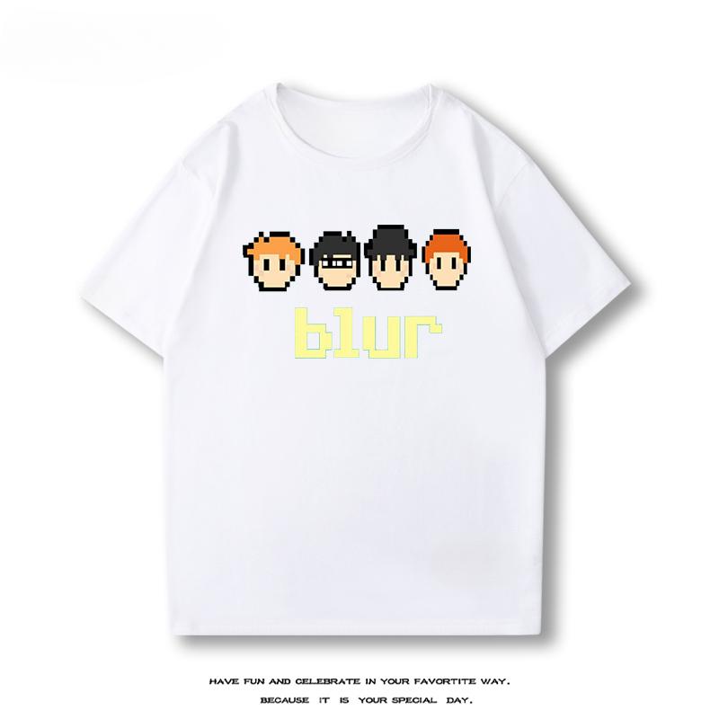 

Летняя новинка 2025 года, мужская футболка с коротким рукавом и принтом Blur Vintage Rock, высококачественные мужские и женские футболки XXXL