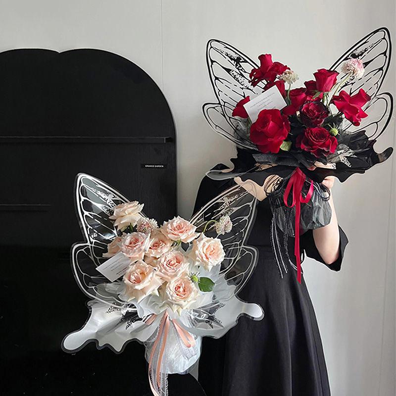 20 Sets DIY Mother's Day Birthday Gifts Package Butterfly Wings Flower Wrapping Paper Florists Bouquet Packaging Material