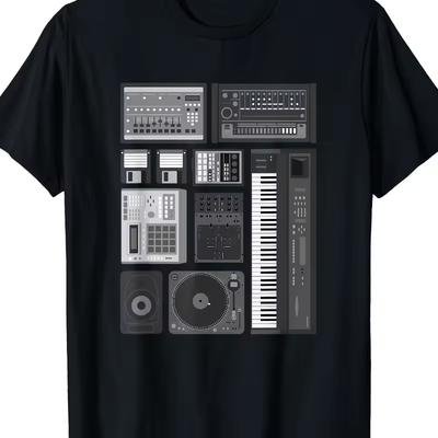 Men's Plus Size Electronic Music Production T Shirt, Summer New Casual T Shirt