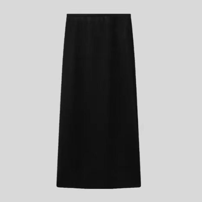 

1108 A/W Wool-Blend Elastic Waist Slimming Bodycon Skirt with Back Slit L (111-120)
