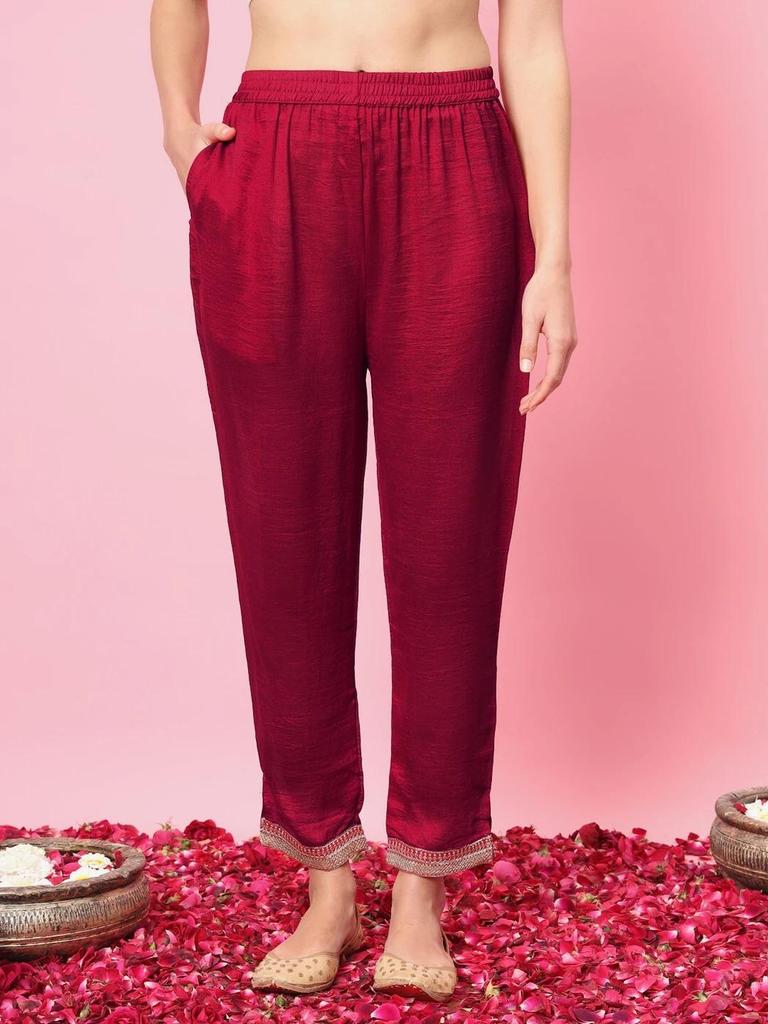 Women Silk Blend Kurta Pant Dupatta Set Designer Party Wear Bollywood Top Tunic Kurti Suit