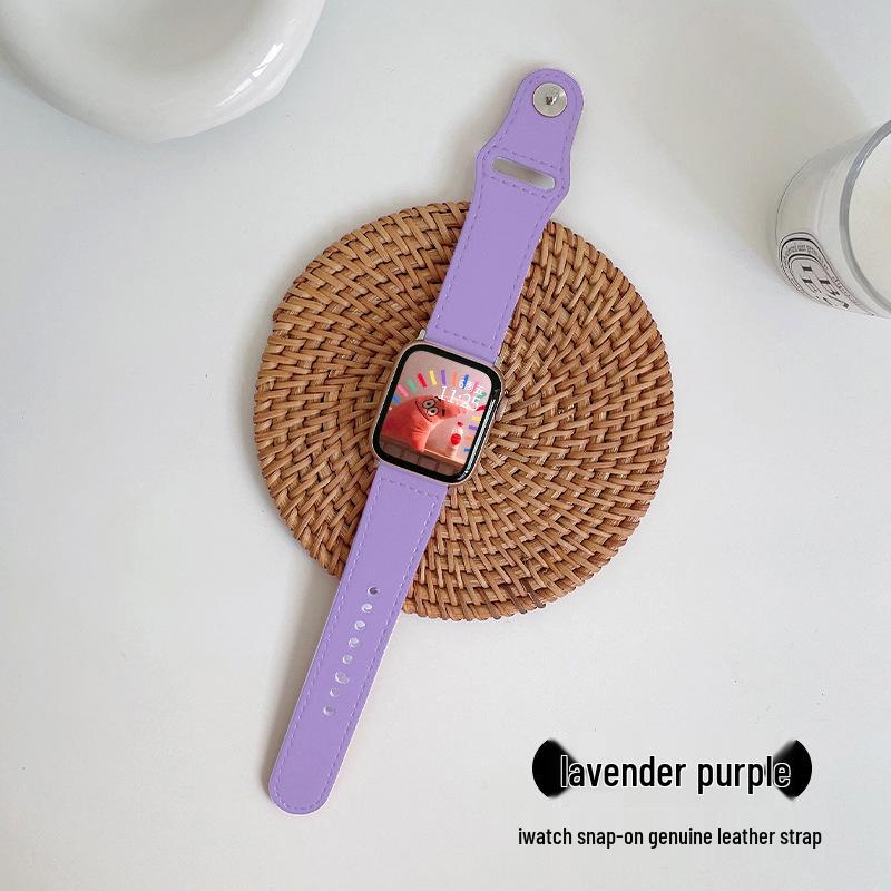 Compatible Leather Watch Band for Apple iWatch S10/8/9SE, Huawei GT, Xiaomi 89 Pro, and Redmi 45 - Top Layer with Studded Buckle