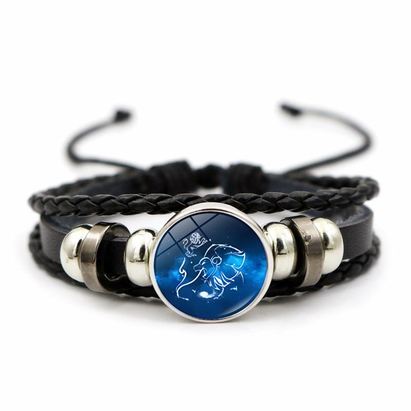 Stunning Zodiac Time Gem Leather Bracelet Handmade Multi-layer Beaded Accessory
