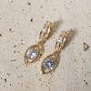 1 Pair Fashion Bow with Water Drops Zirconia Dangle  Earrings for Women Golden Earring Jewelry Party Accessories