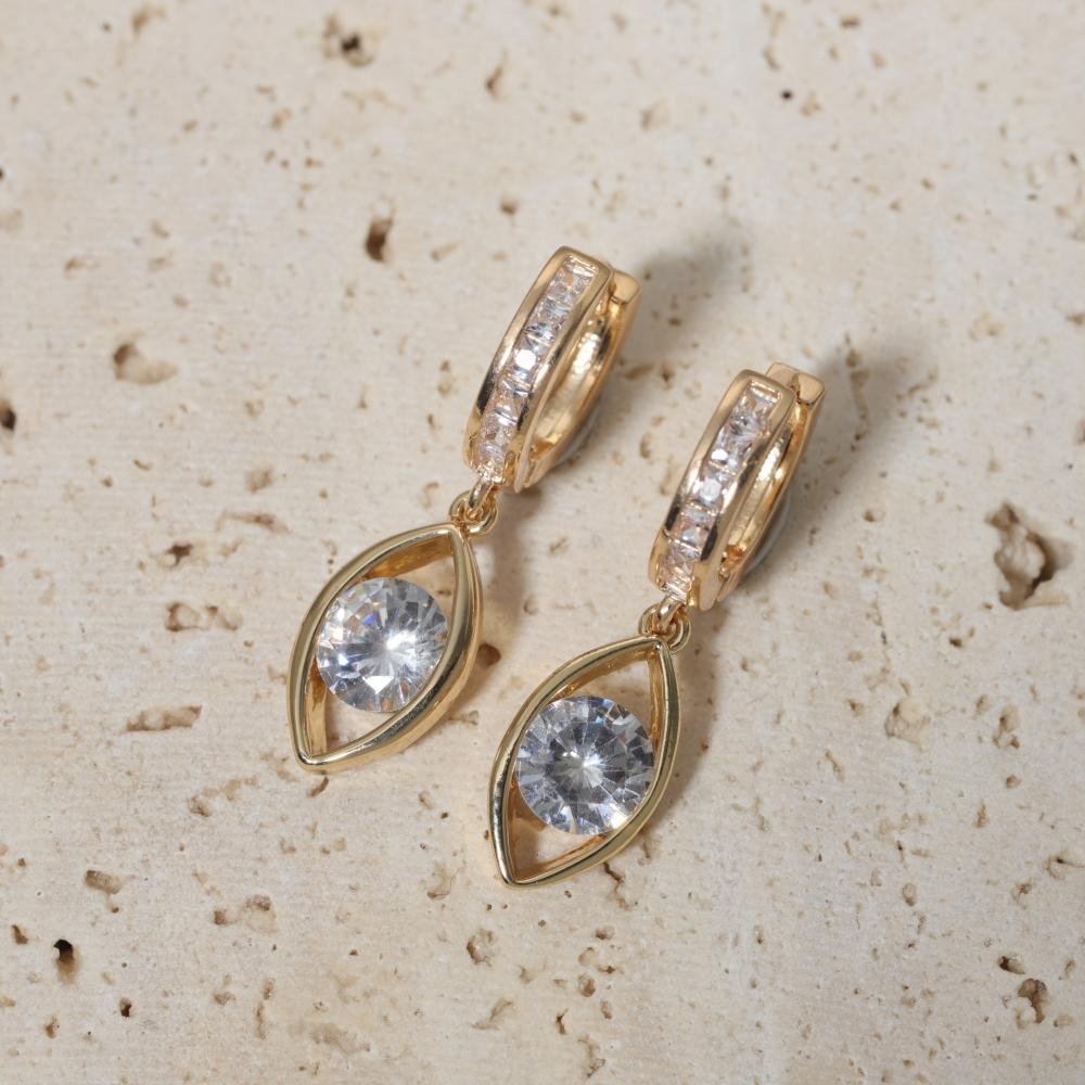 1 Pair Fashion Bow with Water Drops Zirconia Dangle Earrings for Women Golden Earring Jewelry Party Accessories