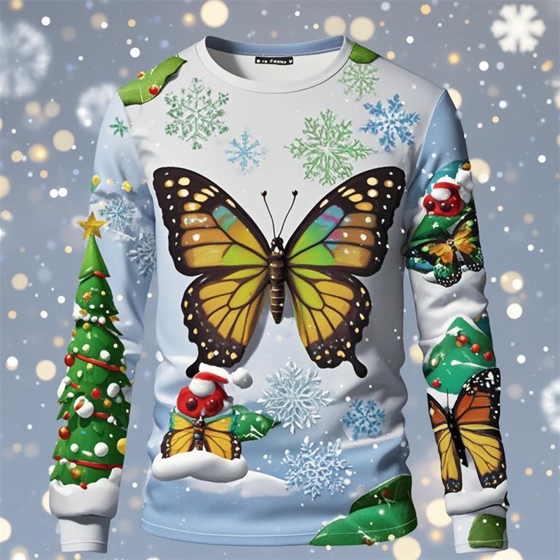 

3D рождественские еноты футболки модные принтованные волки узор 3D футболка с длинным рукавом мужская детская одежда рождественские елки унисекс топы 5XL