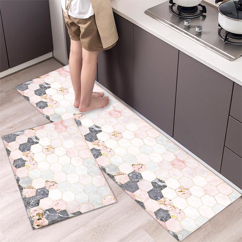 1Pcs Anti Fatigue Kitchen Rugs, OneHouse Marble Print Waterproof Non-Slip Thick Cushioned Kitchen Mat Heavy Duty Comfort Standing Mat for Kitchen