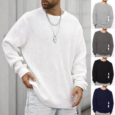 2024 Autumn/Winter Men'S Crewneck Pullover Sweater Knit Solid Color Casual Base Shirt