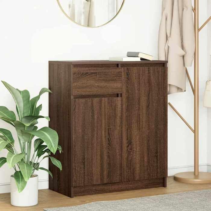 VidaXL Buffet avec tiroir chêne brun 71x35x84 cm bois d'ingénierie, meuble de rangement, buffet, meuble d'entrée, meuble 861595