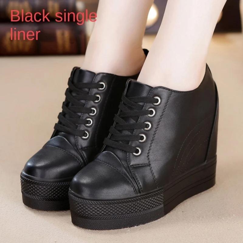 Mode Baskets compensées à plateforme 11CM Chaussures épaisses Cuir véritable pour femmes Chaussures d'été Chaussures de marche Printemps Automne Mode