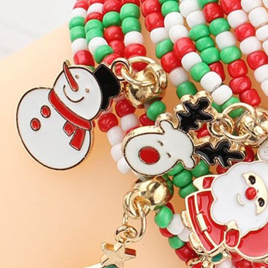 Vianočné korálkové náramky Ručne vyrobené korálky z polymérovej hmoty Elastické náramky Veľkoobchod Biela Červená Zelená Priateľstvo Sviatkovné šperky Darček pre ženy Dievčatá