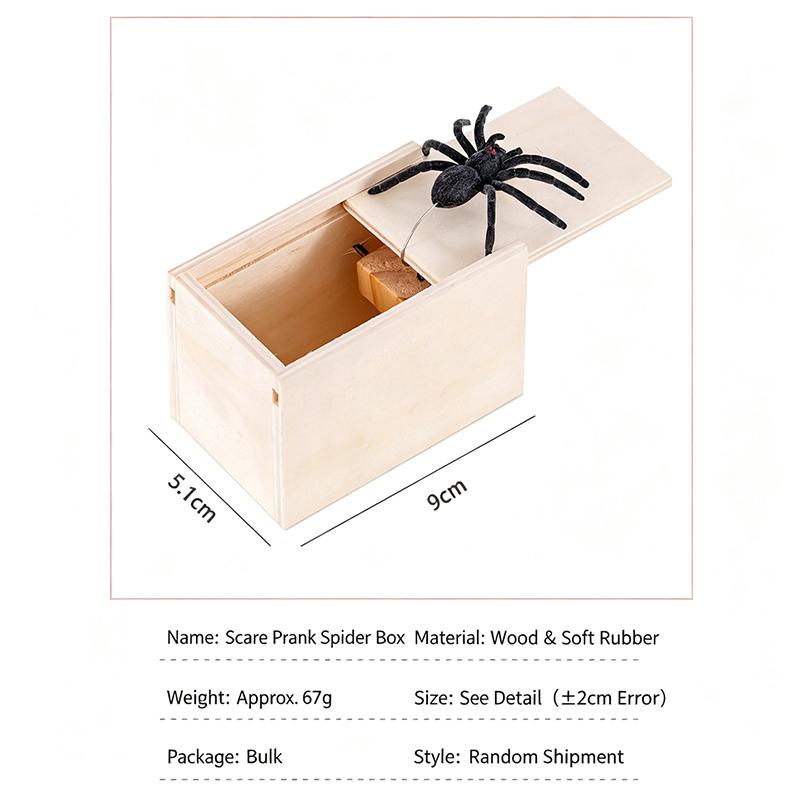 Caixa de susto engraçada de aranha de truque Caixa escondida de madeira Caixa de susto de madeira de qualidade Jogo divertido Brincadeira Truque Amigo Brinquedos de escritório