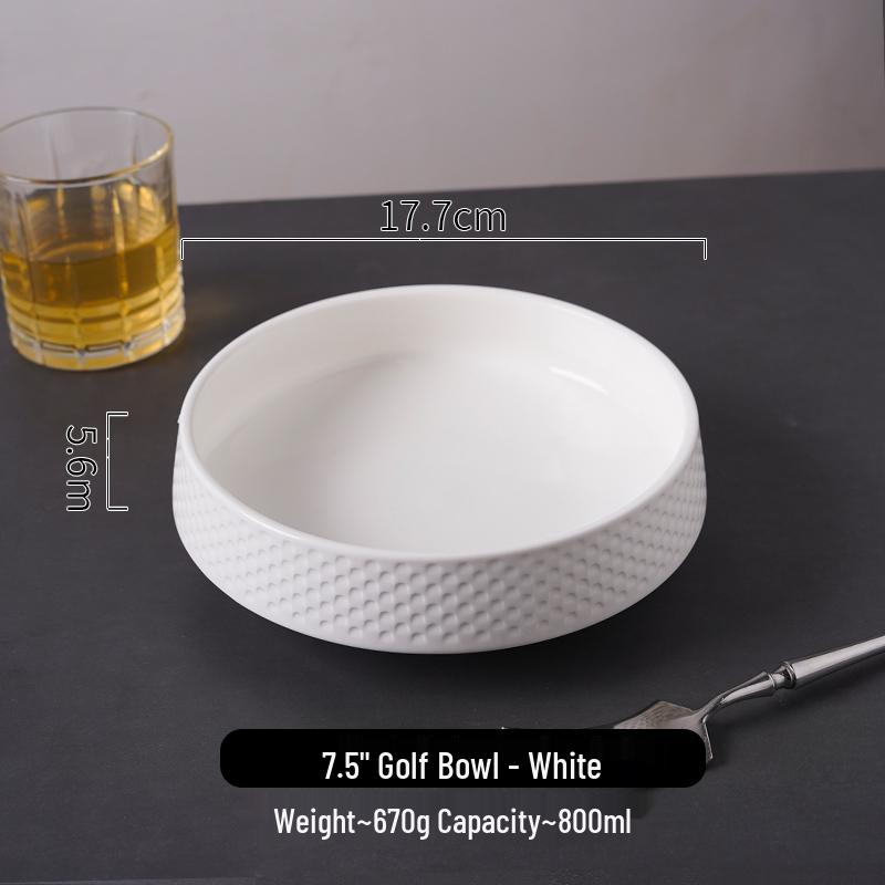 White Western-Style Deep Plate for Salad, Fish, and Steak