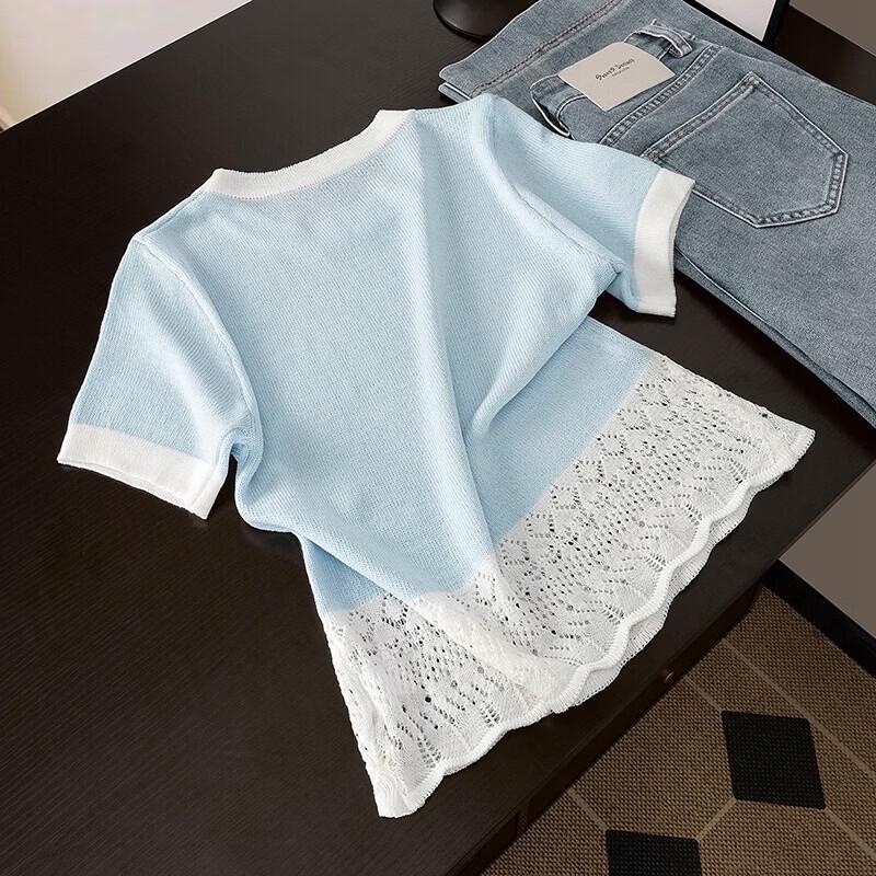 Women's Hollow Knit Ice Silk Short Sleeve T-Shirt