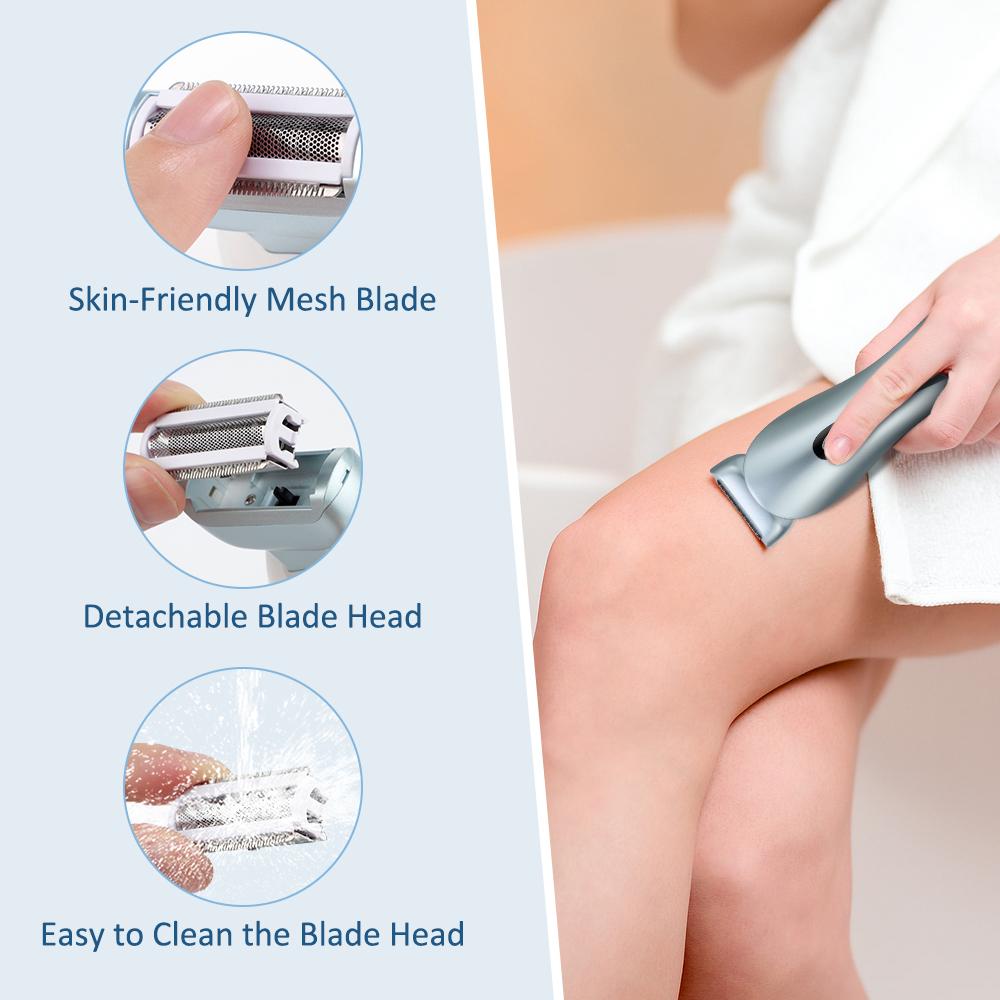 Electric Shaver Cordless Rechargeable Women Hair Trimmer with Detachable Head Painless Lady Shaver Trimmer Wet Dry Use 3 Modes