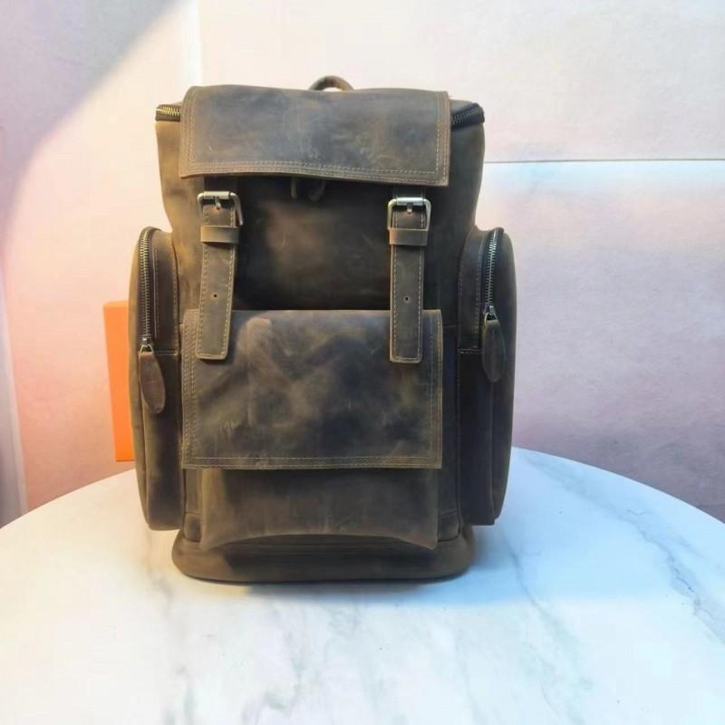 

Retro England Crazy Horse Leather Backpack Men s Top Layer Cowhide Old Travel Large-capacity Computer