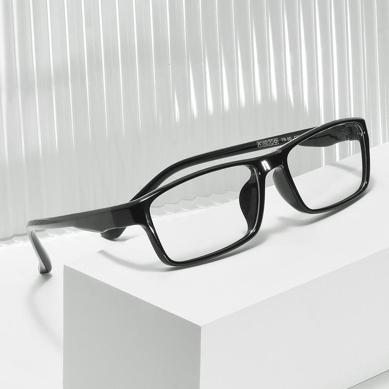TR90 Men Light Rectangular Plastic Eyewear Black Spectacles Stylish Square Eyeglasses Frame For Multifocal Prescription Lenses