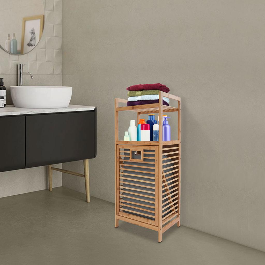 Armario Cesto de Ropa abatible, Cesto de Bambú extraíble para Ropa, Organizador que ahorra espacio para Dormitorio y Baño, Cesta de Almacenamiento para Prendas