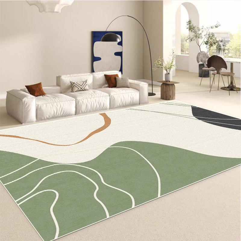 Modern Light Luxury Green Rugs for Living Room Abstract Decoration Large Carpets Non-slip Coffee Tables Mat Washable Bedroom Rug