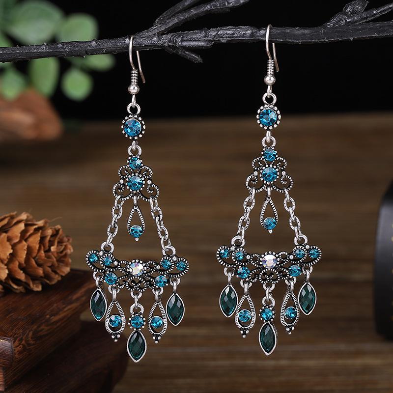 New Fashion Chain Link Crystal Rhinestone Earrings For Women Hangers Drop Tassel Dangle Wedding Earrings Jewelry Bijoux Femme