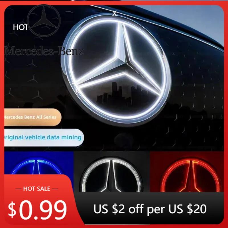 Hot Car Sticker Car Front Grilled Star Emblem LED Illuminated Logo White Blue Red Light for Mercedes Benz W204 GLK200 GLK260 GLK argento