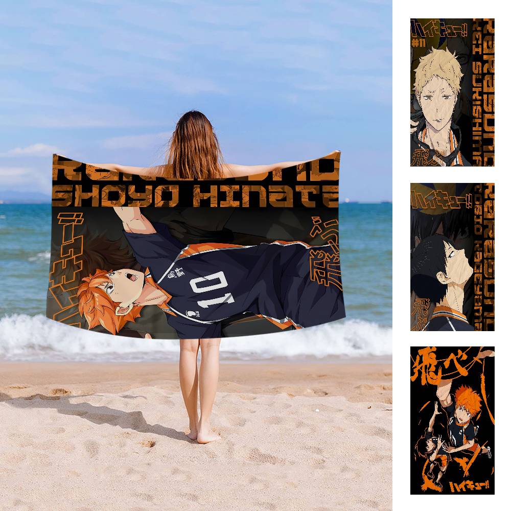 Haikyuu Anime Volleyball Bath Towel Microfiber Soft Water Absorbing Breathable For Girl Kids Decorative Cartoon Beach Towel