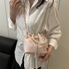 Sweet Butterfly Women Drawstring Bucket Shoulder Bags Versatile Ladies Crossbody Bag Clutch Fashi Girls Pearl Chain Handbags