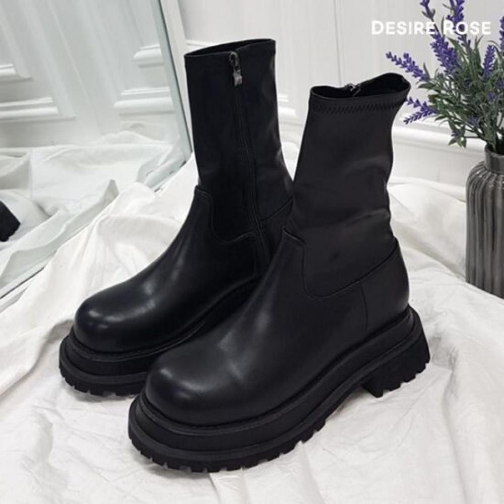 DeSire RoSe Women S Stretch Leather Chunky Heel Ankle bootS 5cm