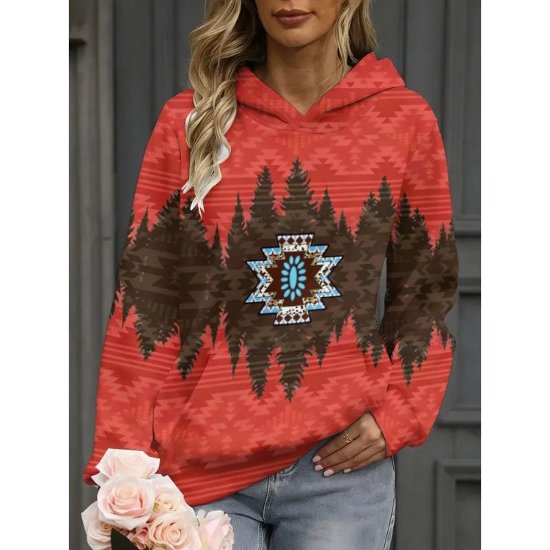 Fashion Women's Hooded Sweater 3D Casual Color Printing Casual Long Sleeve Sweater